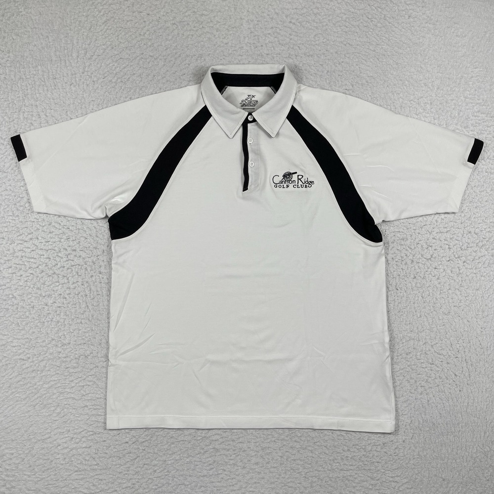 Ahead Polo Shirt Mens Medium White Black Cannon Ridge Golf Club Athletic Top